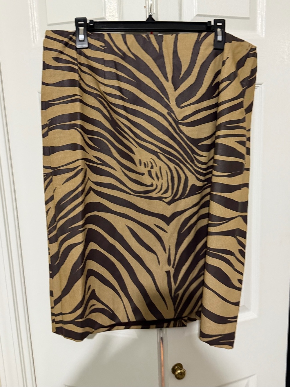 Nwt Women's Brown Zebra-Print Pencil Skirt 20
